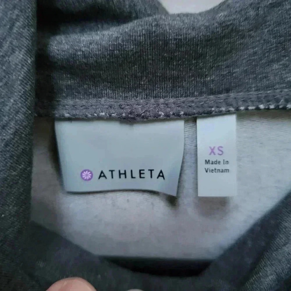 Athleta Dark Heather Sentry Funnel Neck Hooded Pullover Sweatshirt Size XS - Picture 4 of 4